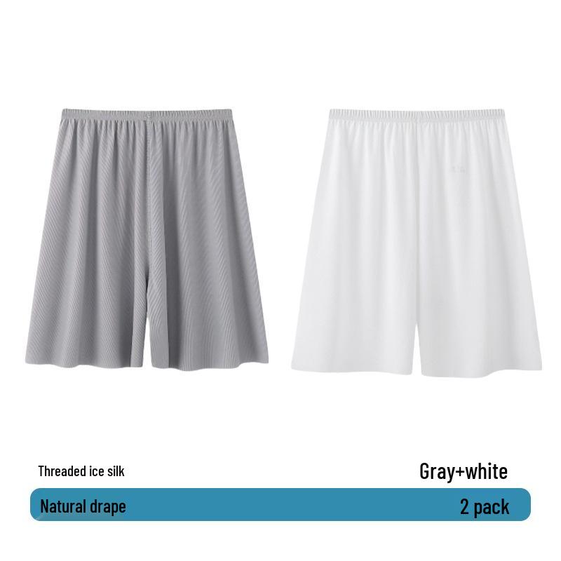 Men's Summer Ice Silk Pajama Pants, Plus Size, Lightweight, Loose-Fit, Five-Point Shorts