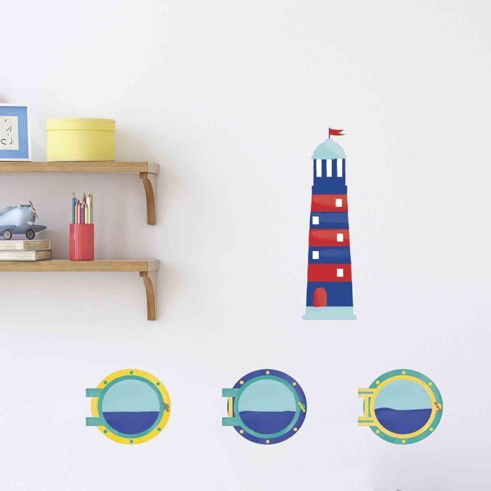 Sticker Mural - Draeger Paris - Phare Marin - Multicolore - 17,8 x 62,3 cm - 19,5 x 18,5 cm