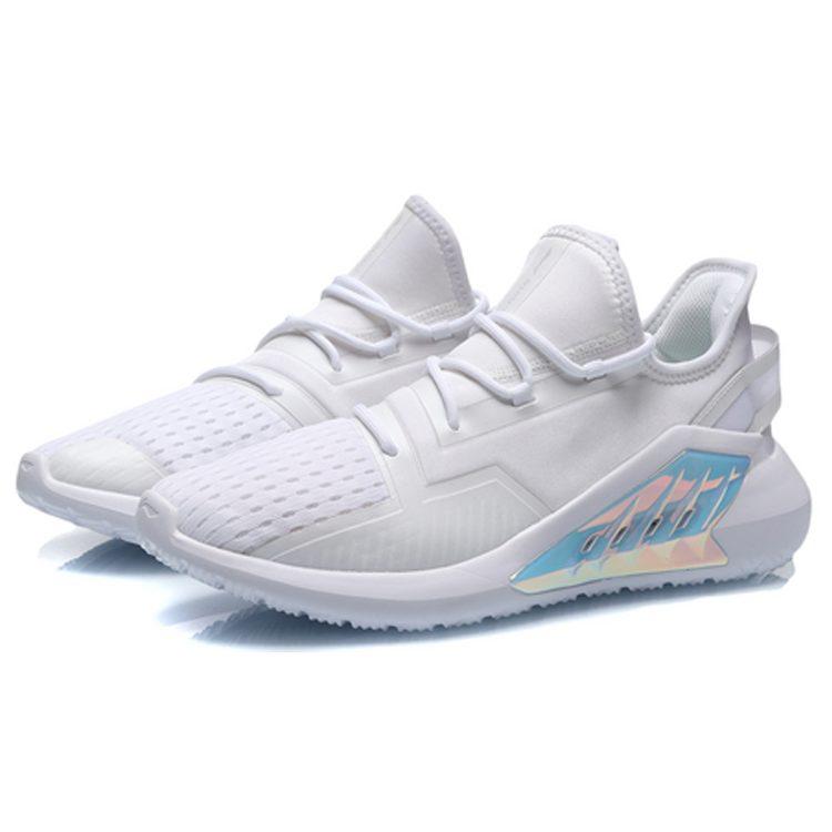 Li Ning Comfortable Textile, TPU Slip Resistant Abrasion Resistant Low Top Casual Running Shoes Men's White AGLP057-3
