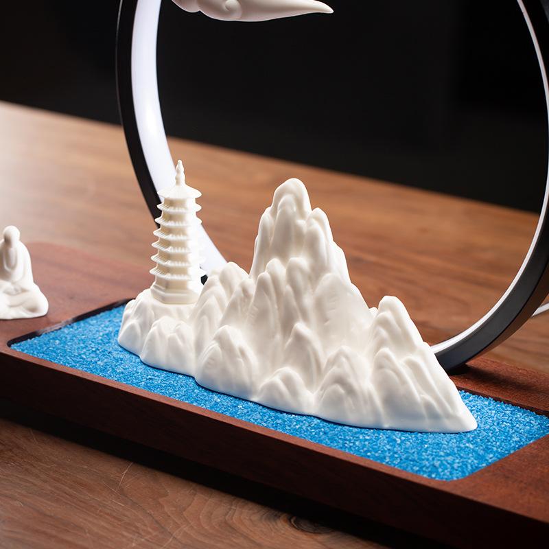 Modern and Simple Living Room, Creative Landscape Decoration, Home Ornaments, Soft Furnishings, Office Desks, Bookcases, and Zen