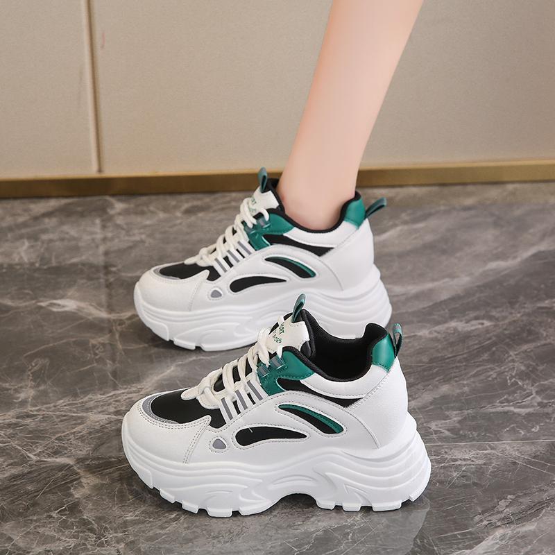 Thick-soled leather cotton shoes, winter velvet thickened dad shoes, small warm sneakers