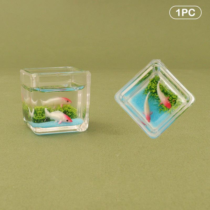 1:12 Simulação de casa de bonecas Aquário de peixes Aquário de bonecas em miniatura Ornamento de aquário Micro decoração de paisagem Decoração de cena de casa de bonecas