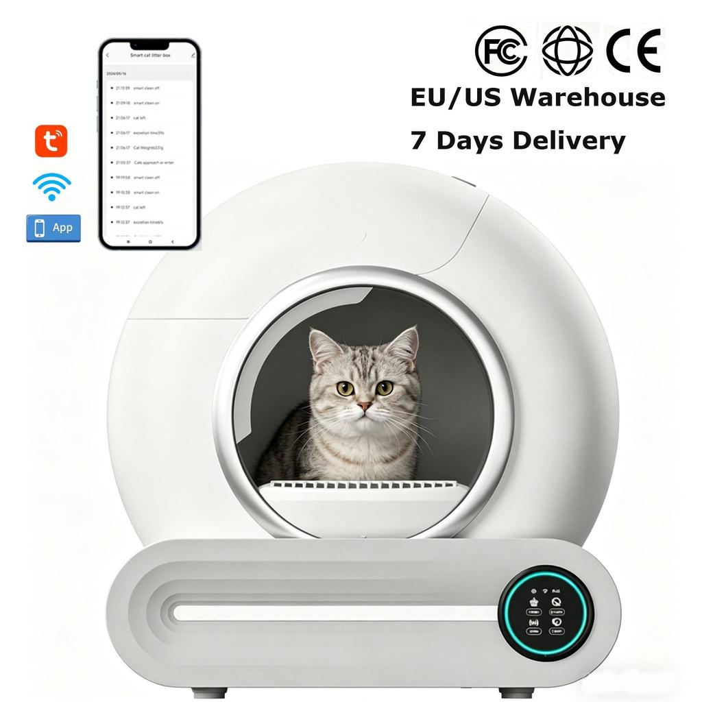 EU Lokaler Lagerbestand Schneller Versand Intelligente Katzentoilette Elektrisch Selbst reinigend Automatisches Katzenklo mit Geruchskontrolle Leicht zu reinigen PP-Material