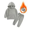 2026 Winter Children Fleece Outfits Toddler Warm Thicken Cotton Soild Hoodies+Pants Tracksuit Kids Boy Girl Sweatsuits Sets
