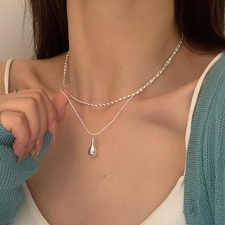 Korean Style Retro Pearl Necklace: Women's Multi-Layer Asymmetrical Clavicle Chain with OT Buckle