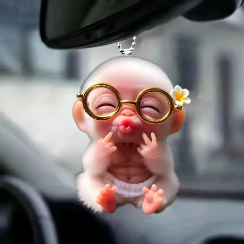 

4шт акриловый кулон в форме обезьяны розовый белый мультяшный обезьяна декоративный подвесной кулон для зеркала автомобиля 4PCS B