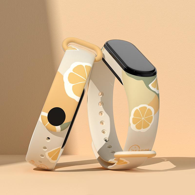 For Xiaomi Mi Band 3/Band 4/Band 5/Band 6/Band 7 Pattern Printed Watch Band Adjustable Breathable Soft TPU Wristband Bracelet