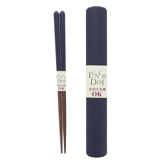 Ishida Made in Japan Chopsticks & Chopstick Case Set Lunch Dou Natural Wood Blue 18cm B0068CB2HY