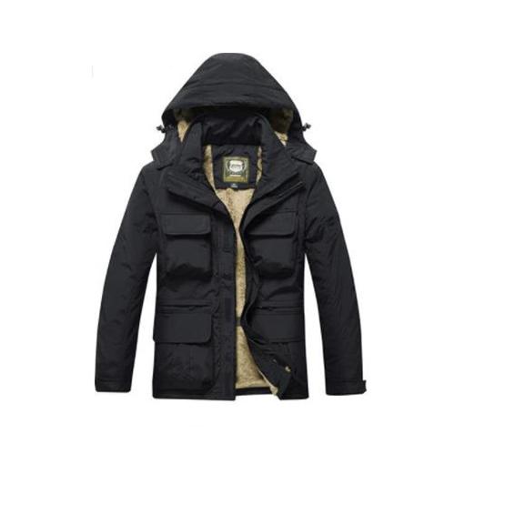 

Чоловічі зимові вітровки Снігові теплі куртки зі знімними рукавами Чоловічі мілітарі Чоловічі пухові парки з капюшоном M чорний