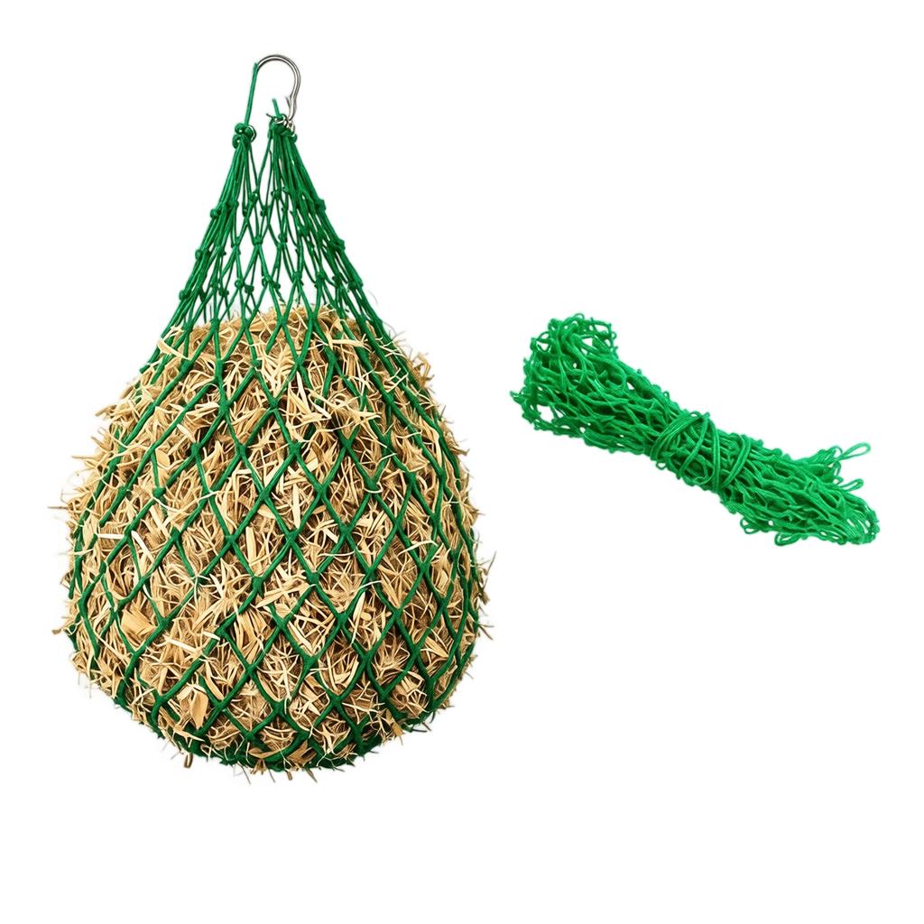 Large Capacity Hay Net for Horses Cattle Sheep Llamas Durable Small Hole Feed Bag with Hanging Rings Suitable for Equine Feeding and Livestock Grazing