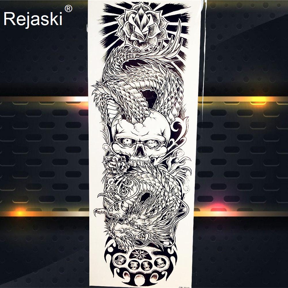1PC Cool Totem Temporary Tattoo Fake Black Full Arm Tattoo Sticker For Men Summer Style Tatoos Decal