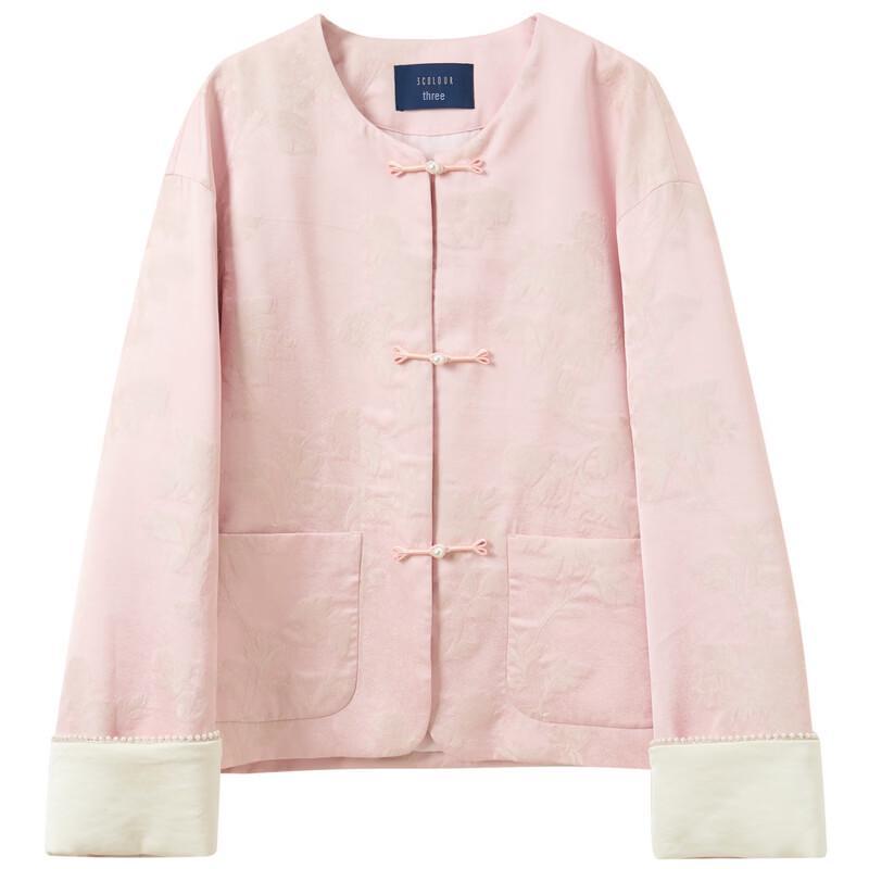 Sancai 2026 Spring Jacquard Disc-Button Cotton Jacket