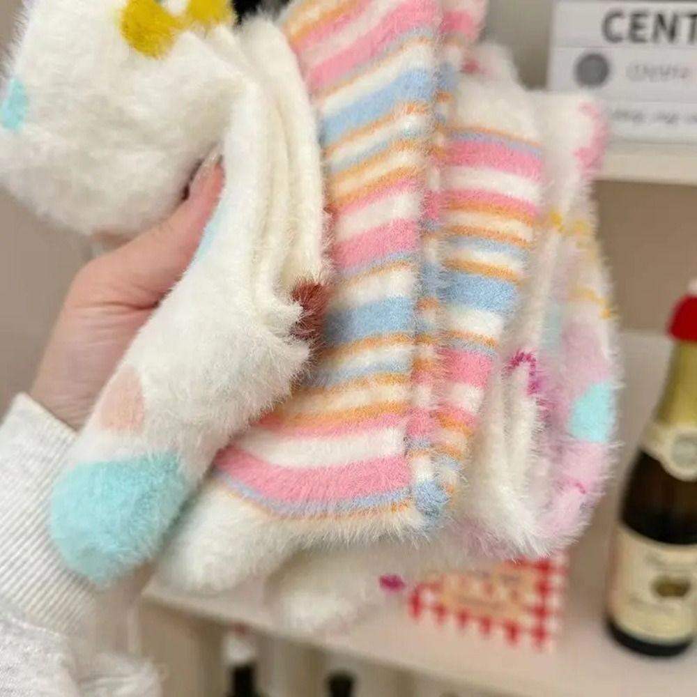 Cute Mink Velvet Snow Boot Socks Winter Thickened Middle Tube Socks  New Year's Gift