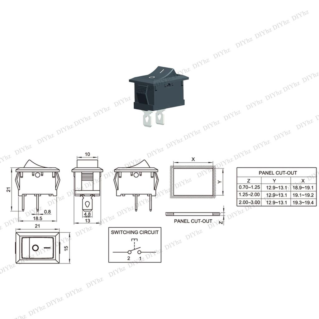 20 Pcs Environmental Protection Boat Rocker Switch AC 6A/250V 10A/125V 2 Solder Lug SPST On/Off 2 Pin Mini Boat Rocker Switch for Electrical Products
