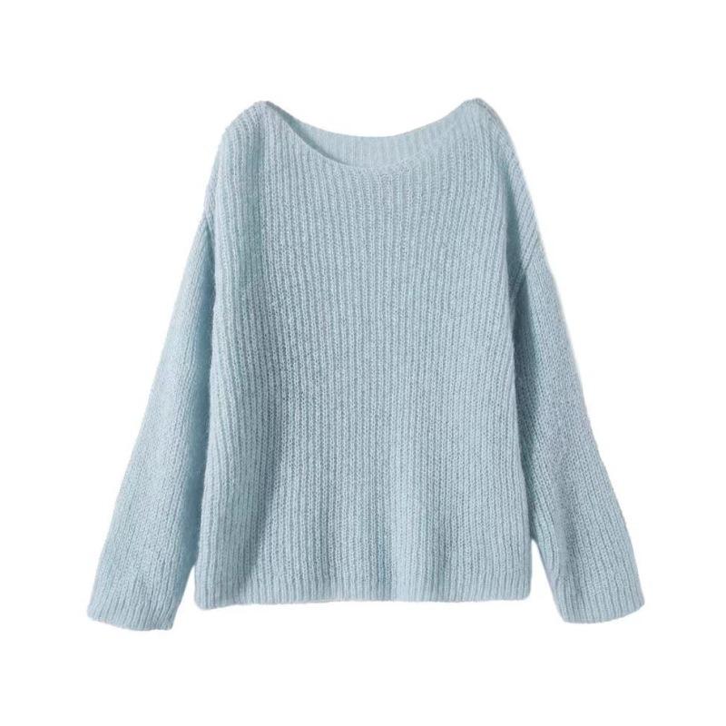 Pulover tricotat moale de primăvară și toamnă Topuri pentru femei Moda largi cu gât rotund Pulovere cu mânecă lungă Pulovere pentru damă Elegant Office Tricotaj pentru damă 26407