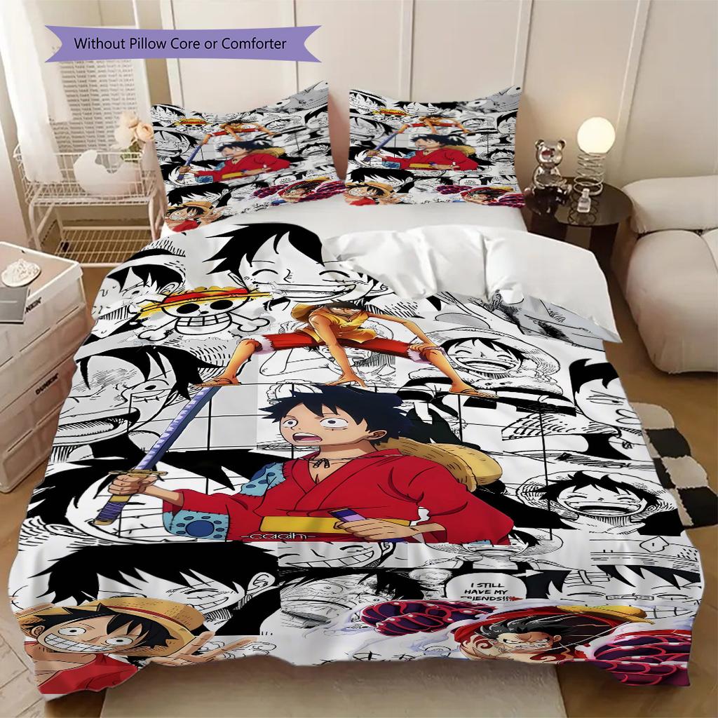 Anime Luffy Soft Comfortable Duvet Cover, Children's Bedding Set Gift, Extra Large Size, Various Sizes Available LXR143