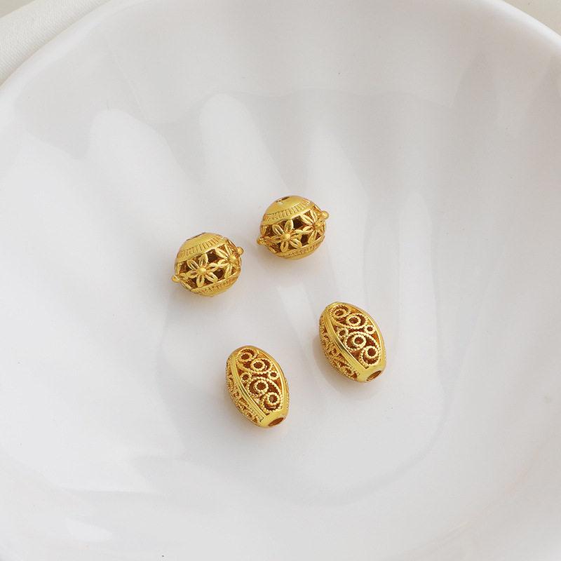 Gold-Plated Hollow Lace Bead for DIY Jewelry Making