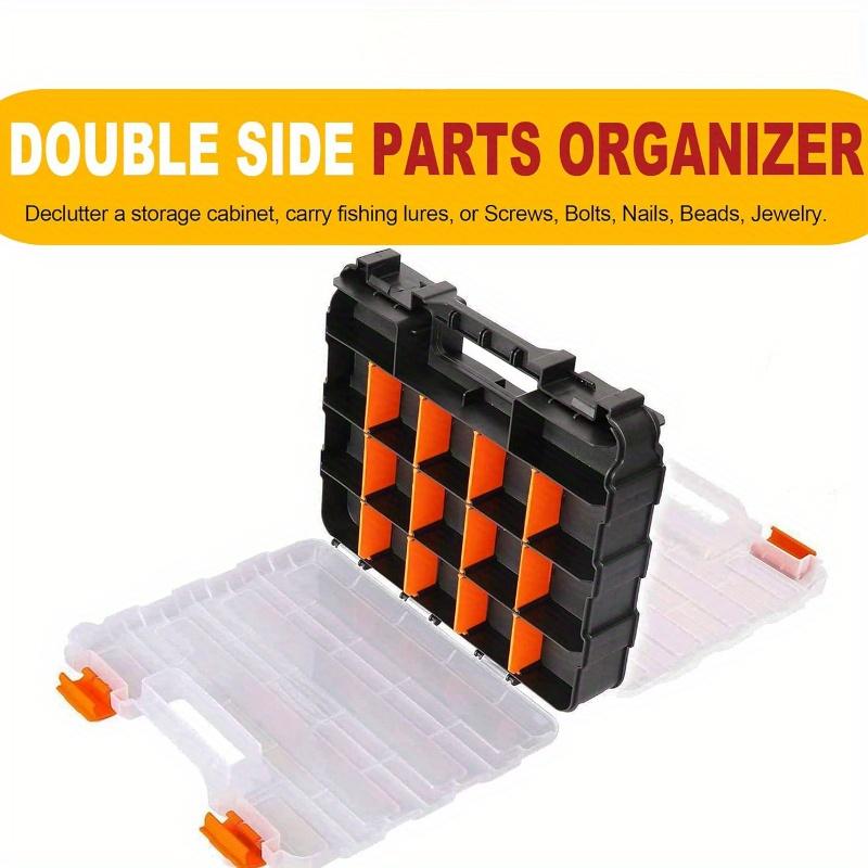 1pc Small Parts Organizer, 34-Compartments Double Side Parts Organizer with Removable Dividers for Hardware Screws, Bolts, Nails, Beads Jewelry & More