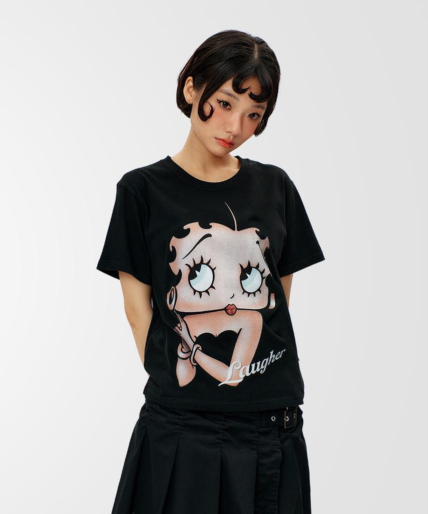 LAUGHER [Betty Boop] Queen T-Shirt - Black