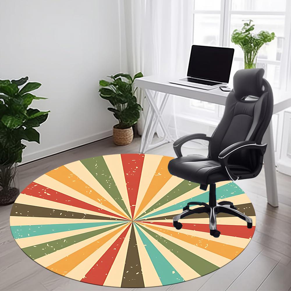 1pc Sunburst Colors Office Round Area Rug, Under Office Chairs Bedroom Living Room Home Decor, Room Deco
