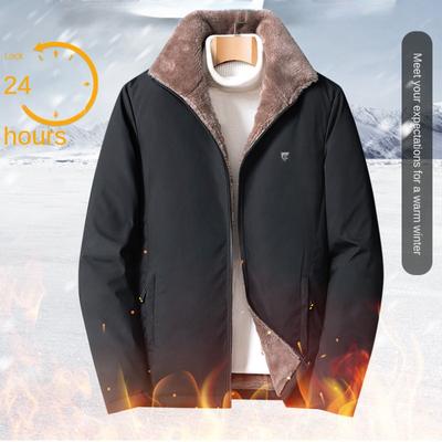 Nadrozmerná Pánska Zimná Ležérna Klasická Vetrovka Teplá Hrubá Zamatová Parka Bunda Kabát Pánska Jesenná Móda Odevy z Falošnej Kožušiny Vetruvzdorná Parka Pánska
