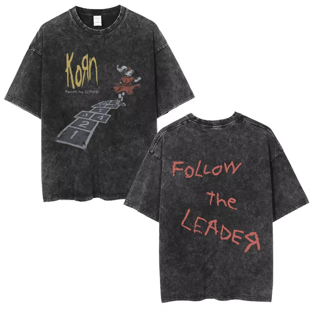 Sommer-Heißverkauf Gewaschen Vintage Korn Tour 2026 Merch T-Shirt Unisex Gothic Rock Popmusik T-Shirt Y2k Baumwolle Übergroße T-Shirts