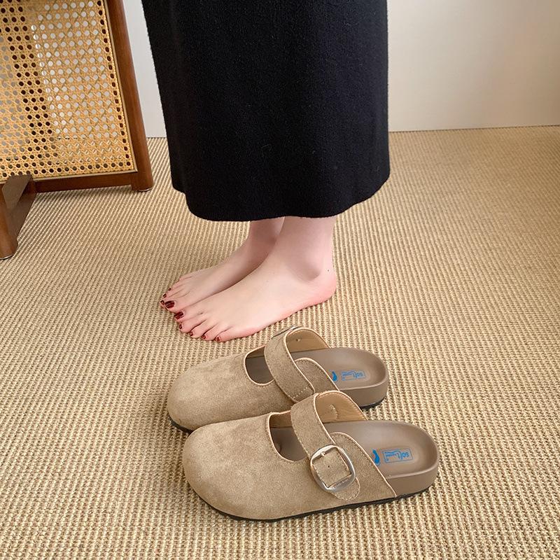 

Birkenspring summer slippers female lazy one pedal 2025 new magic casual outer wear bag head half slippers female 40 хакі