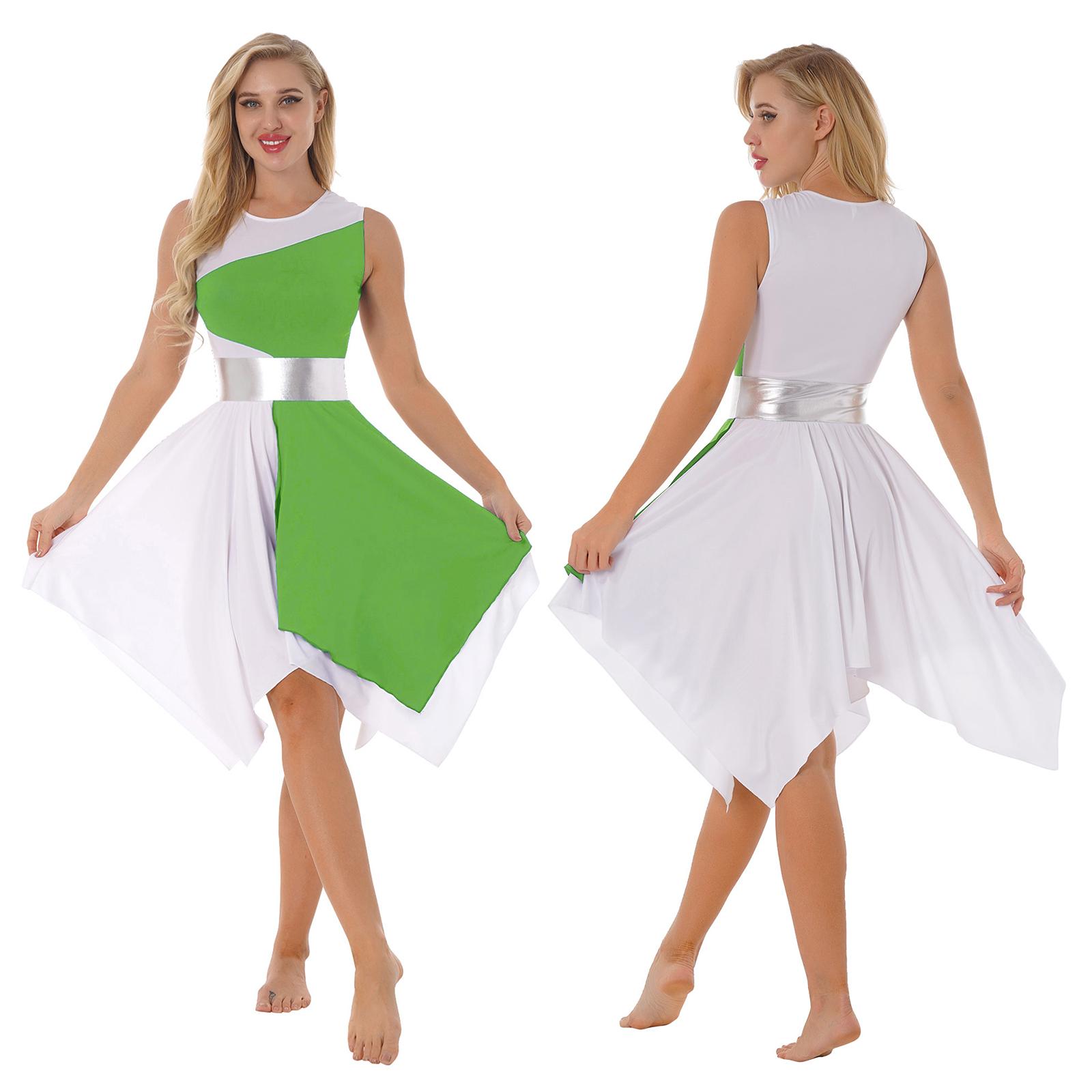 

Женское сценическое платье без рукавов, цветное платье с уникальным подолом и круглым вырезом для официальных танцевальных мероприятий L светло-зеленый