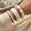Vintage Punk White Enamel Dripping Oil Round Bangles For Women Exaggerated Geometric Wide Cuff Bracelets Hip Hop Party Zircon