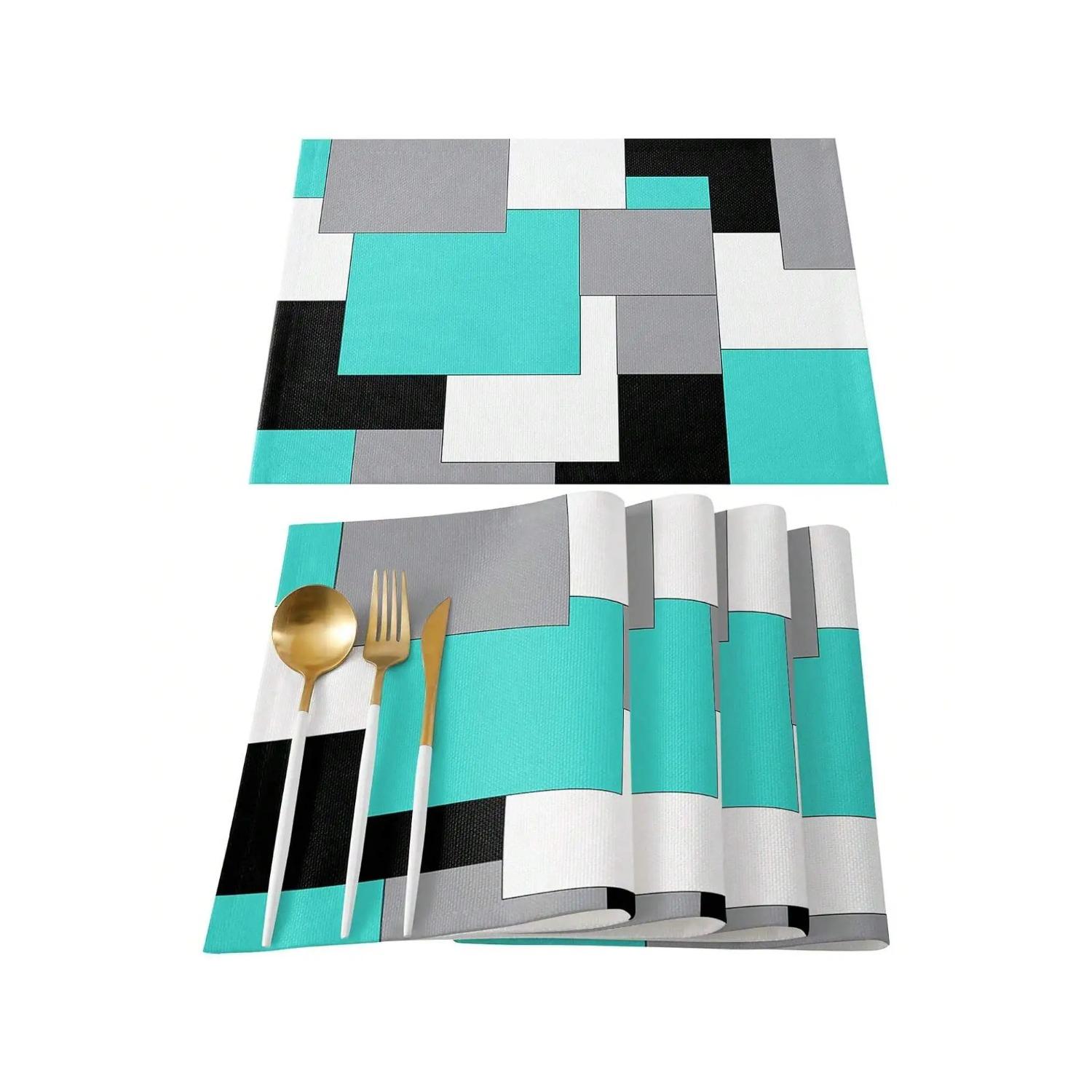 

4/6/8 шт. черно-серые подставки под приборы, теплоизолированные, нескользящие, современные, абстрактные, геометрические, для декора свадебных, праздничных вечеринок 4PC-32x42cm