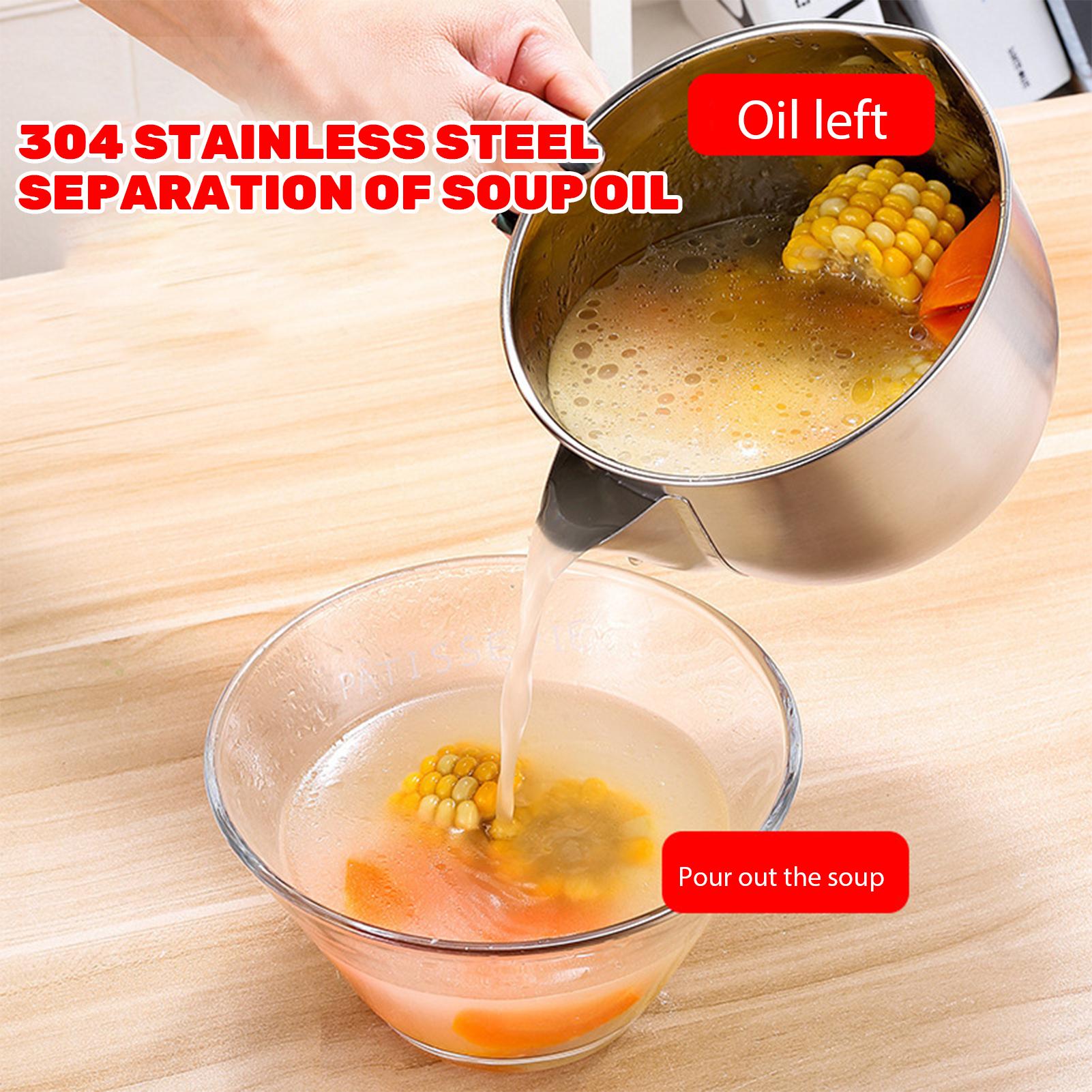 Stainless Steel Gravy Oil Soup Separator Professional Oil Soup Filting Bowl Home Dinnerware 304 Oil Filte