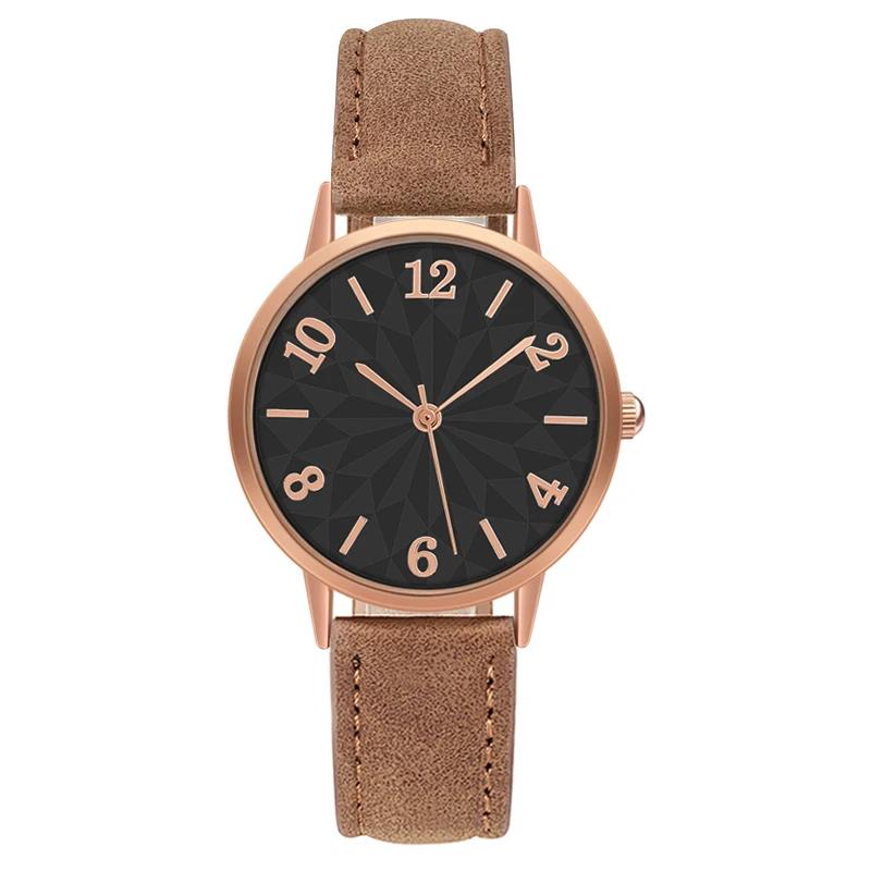 Fashion Women Watch Matte Leather Strap Wristwatch Quartz Watches for Women Gift