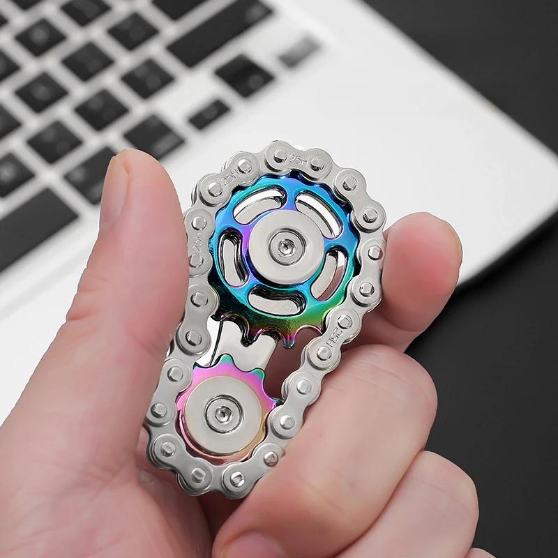 Pinioane Volantă Giroscop de deget Spinner Fidget Antistres Anxietate Metal Lanțuri de bicicletă Spinner Jucării Fidget Pentru Adulți Copii