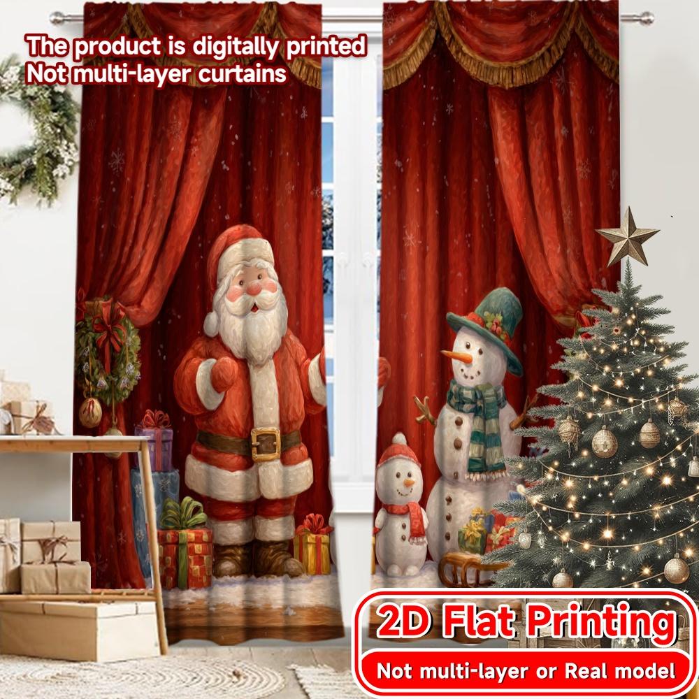 

Set Of 2 Flat Printing Holiday Wonderland Pattern Curtains Durable Polyester Versatile All Perfect Digital Modern Made W100*H70(CM)-Rod Pocket&2PCS