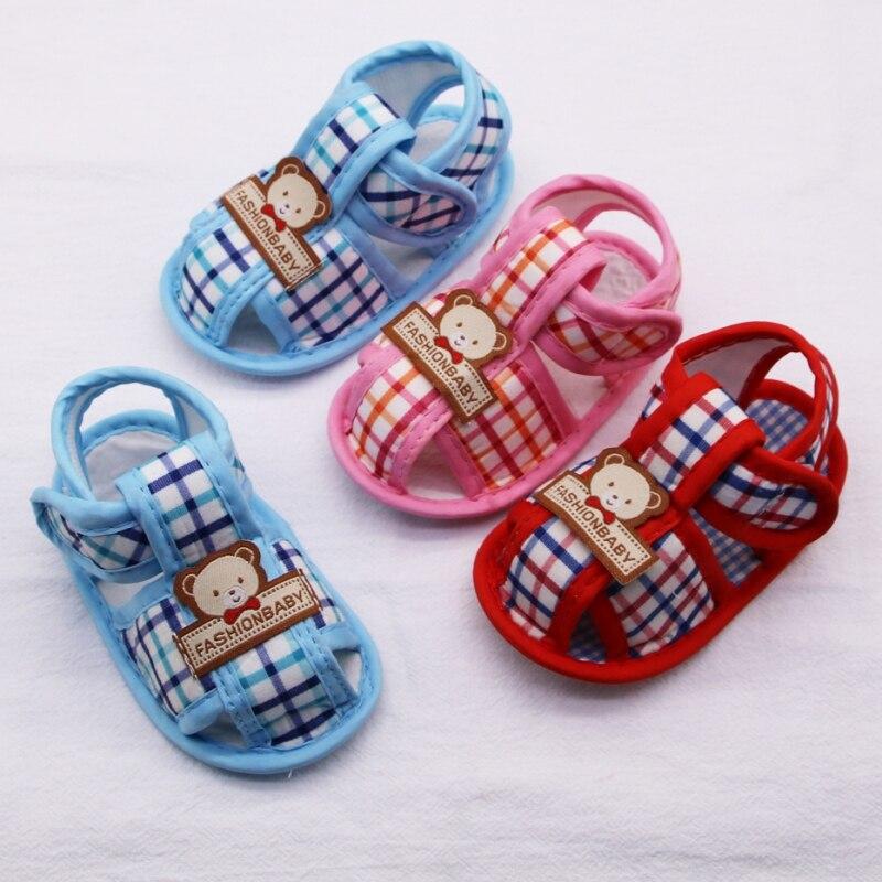 Summer Baby Boy Girl Bear Pattern Hollow Sandals Cotton Infant Toddler Soft Sole Shoes First Walker