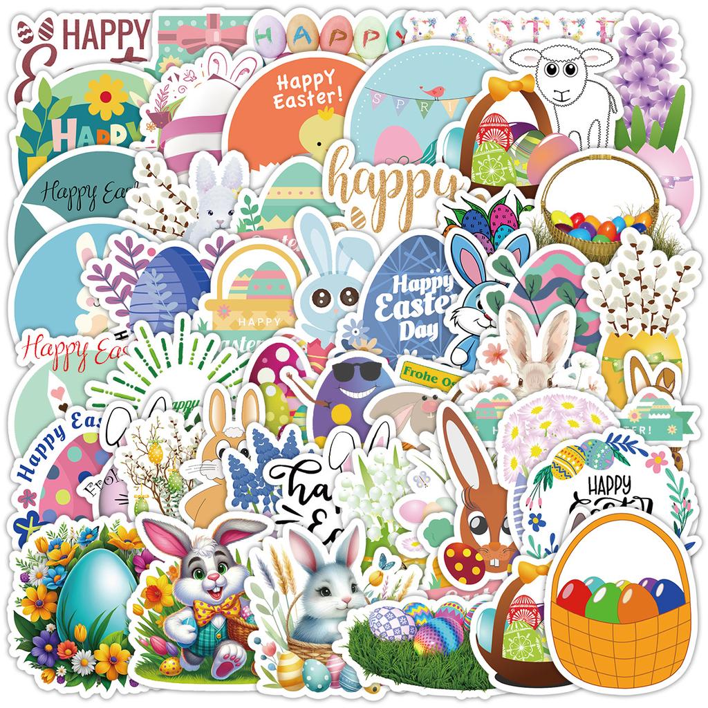 50 Sheets of Nordic Easter Graffiti Stickers, Water Cups, Luggage, Waterproof Decorative Stickers, Creative Festival Stickers