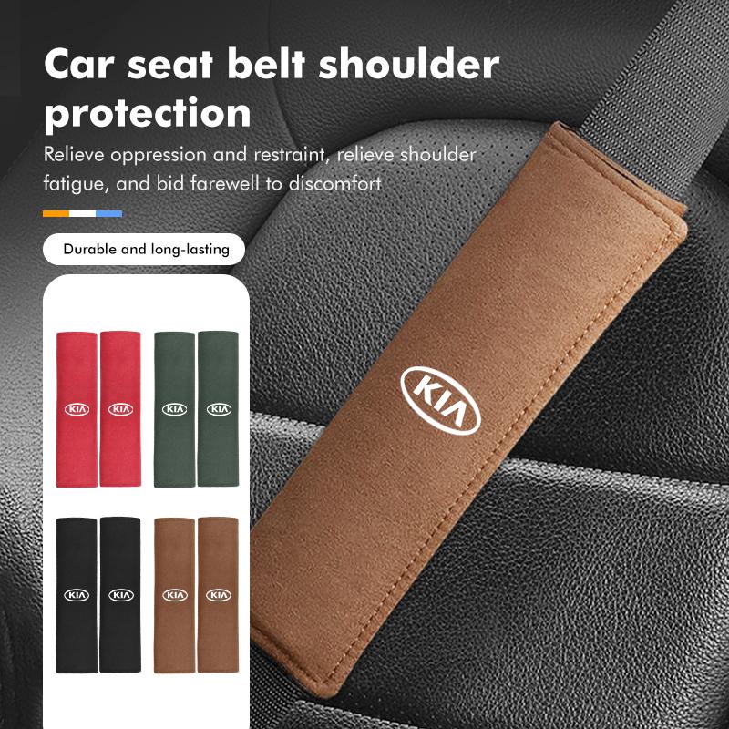 OUXU2 For KIA Car Logo Seat Belt Cushion Safety Belt Shoulder Protector Pads Stinger Optima Cerato Soul Venga Forte Spectra Sedona