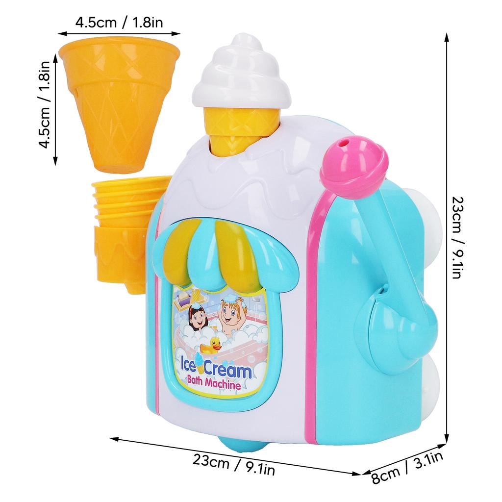 Kids Bubble Machine DIY Ice Cream Shape Foam Powerful Suction Bubble Maker Toy for Bathing Bathroom