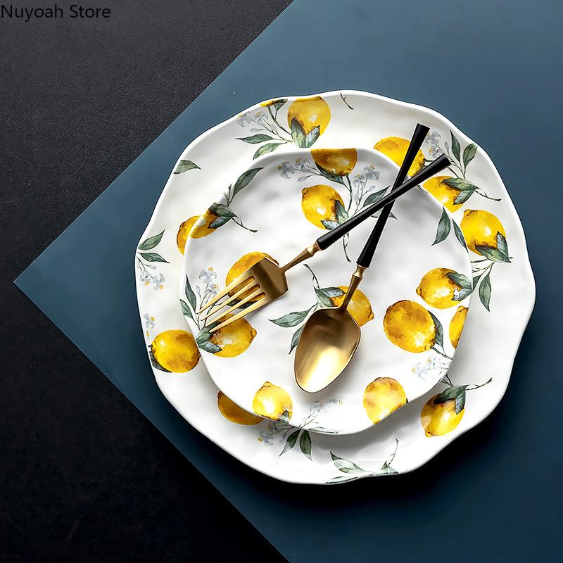 Irregular Retro Dinner Plate Home Restaurant Western Food Steak Cake Dessert Dim Sum Plate Creative Placing Main Dish Plate