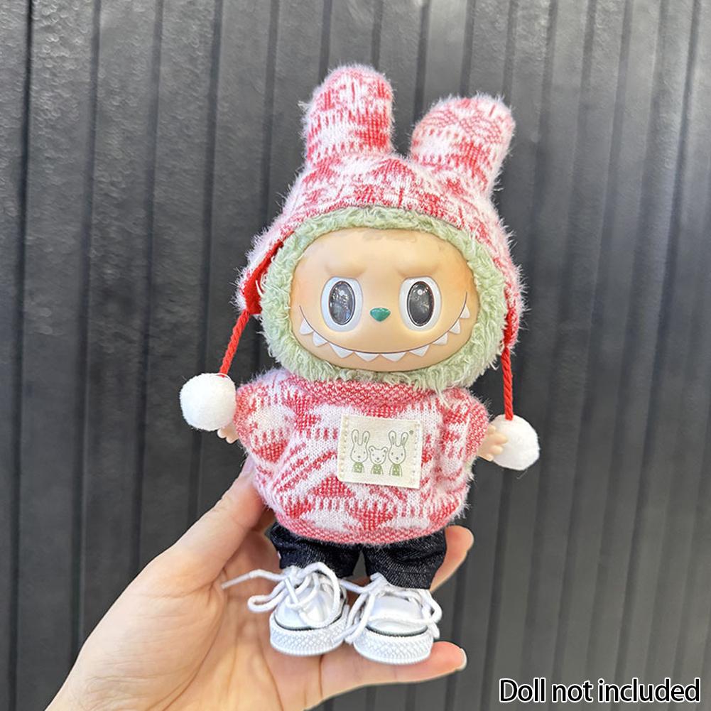 

Для 17 см Labubu Одежда Кулон Labubu Сидящий Вечеринка Жаккардовый Комплект из двух предметов Аксессуары для кукол Милое украшение Маленькая одежда 06#