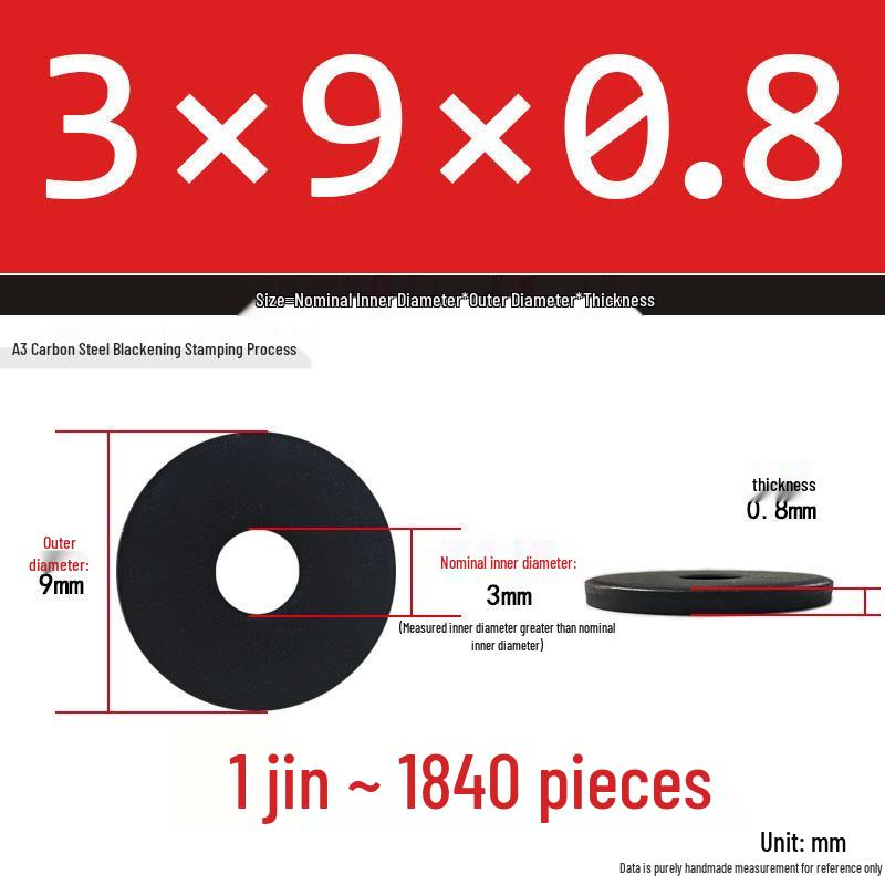 Thickened Black Flat Washer: Enhanced Round Metal Spacer for Home Use