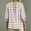 Women's Plaid Print V-Neck Blouse with Ruffle Trim, Tie Front and for Casual Wear