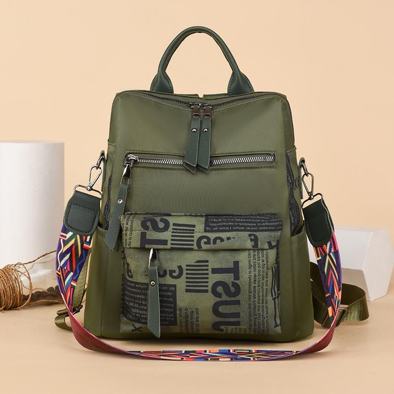 New Women's Bag Oxford Cloth Backpack Fashion Contrasting Color Flow School Bag Large Capacity Casual Light Travel Bag