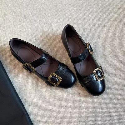 Woman's Mary Jane Shoes Spring New Comfortable Soft Round Toe Fashion Square Buckle Shallow Shoes Fashion Versatile Casual Pumps