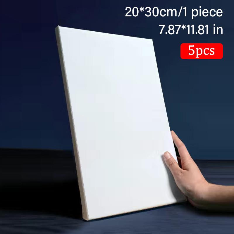 5pcs White Blank Square Artist Canvas Wooden Board Frame Cotton Artist Canvas Boards for Oil Painting Acrylic Watercolor