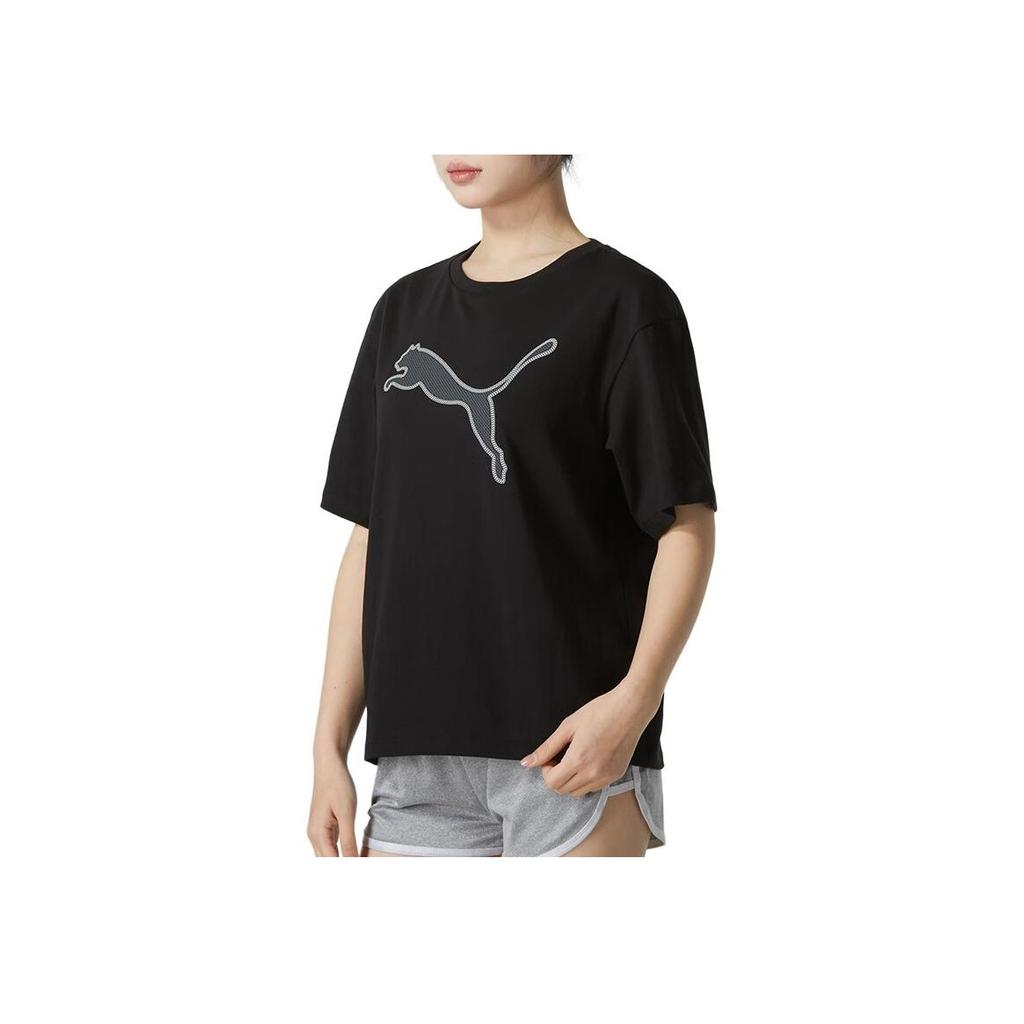 Puma Logo značky Ležérní tričko s krátkým rukávem a kulatým výstřihem Dámské topy Černá 682164-01