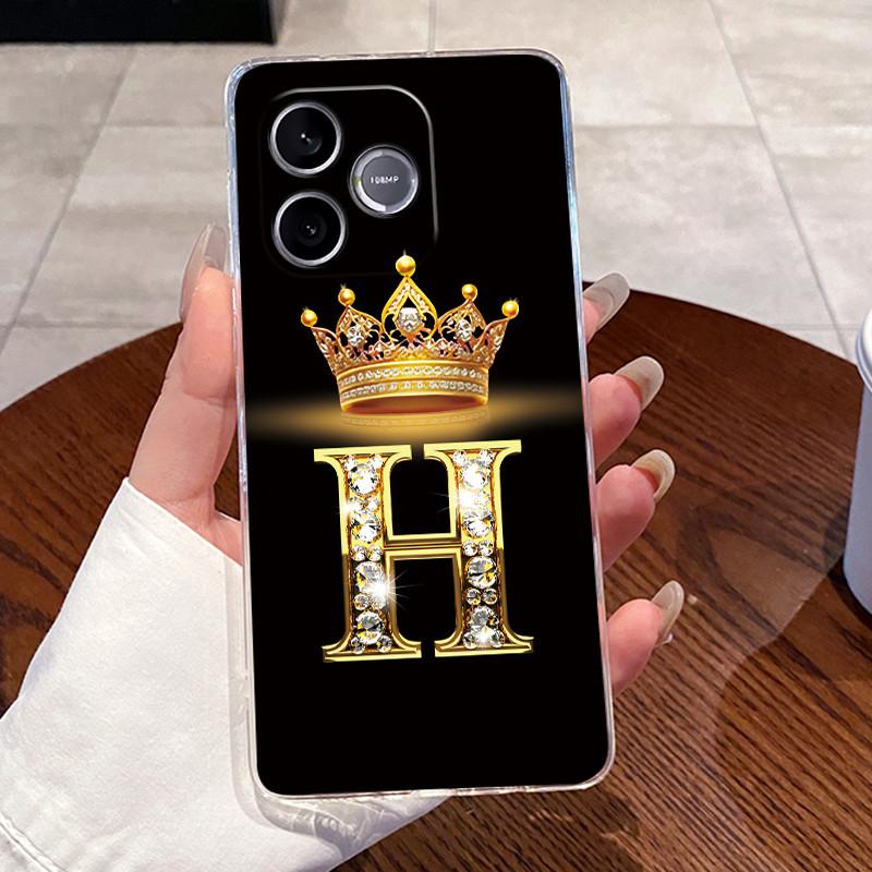 Shockproof Phone Case For Honor 600 Lite 5G/500 Smart 5G Transparent TPU Soft Casing Exclusive Lucky Letter Crown Couple Shell