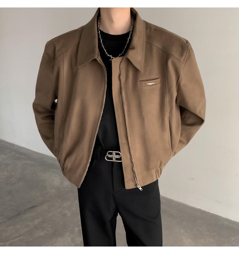 Men's American Style Short Jacket: Trendy Korean Ins Street Fashion, High-Class Zipper Lapel for Spring & Autumn
