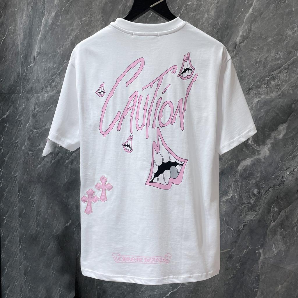 8765 CHROME HEARTS 2026 Summer New High Quality Cotton Round Neck Loose Large Size Men's and Women's T-shirt Couple T-shirt