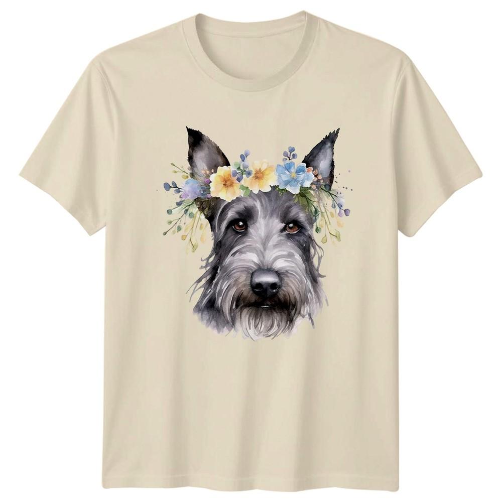 Watercolor Schnauzer Dog With Floral Schnauzer Dog Pet Mothers Day